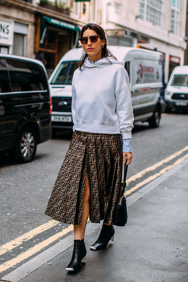 Sweatshirt and Skirt Contrast