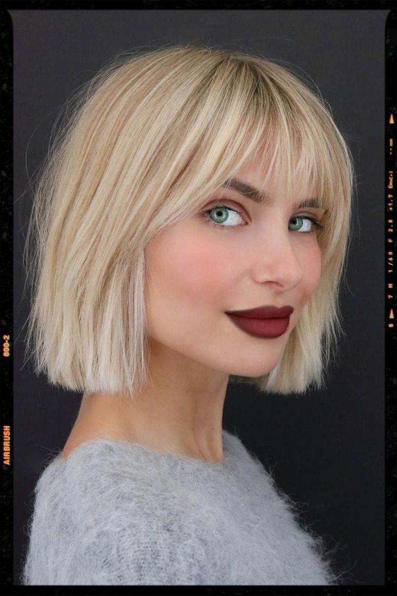 One-Length Cut with Blunt Bangs