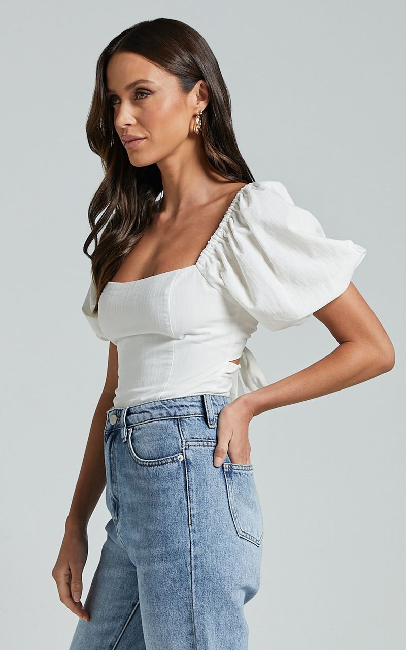Puff-Sleeve Cotton Blouse