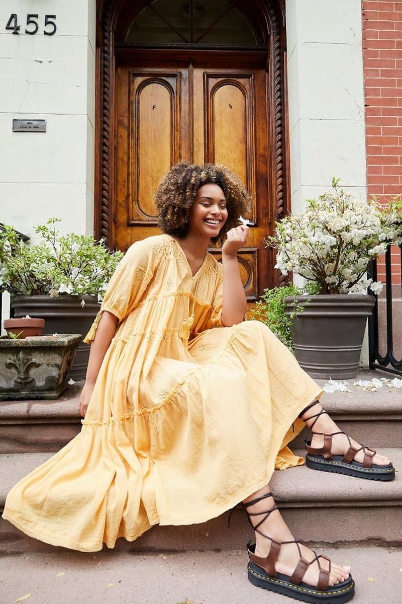 Shirt Dress & Chunky Sandals Ensemble