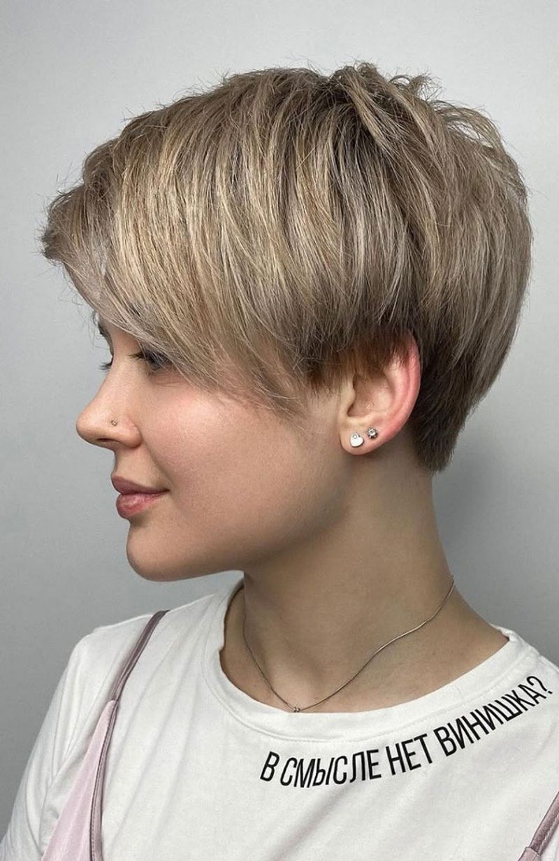 Rounded Pixie With Curved Fringe