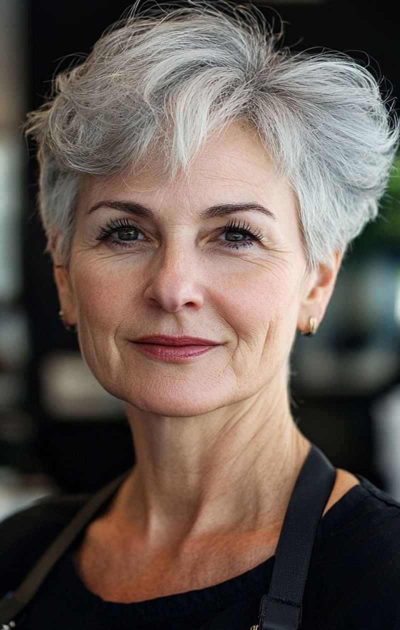 Voluminous Gray Pixie