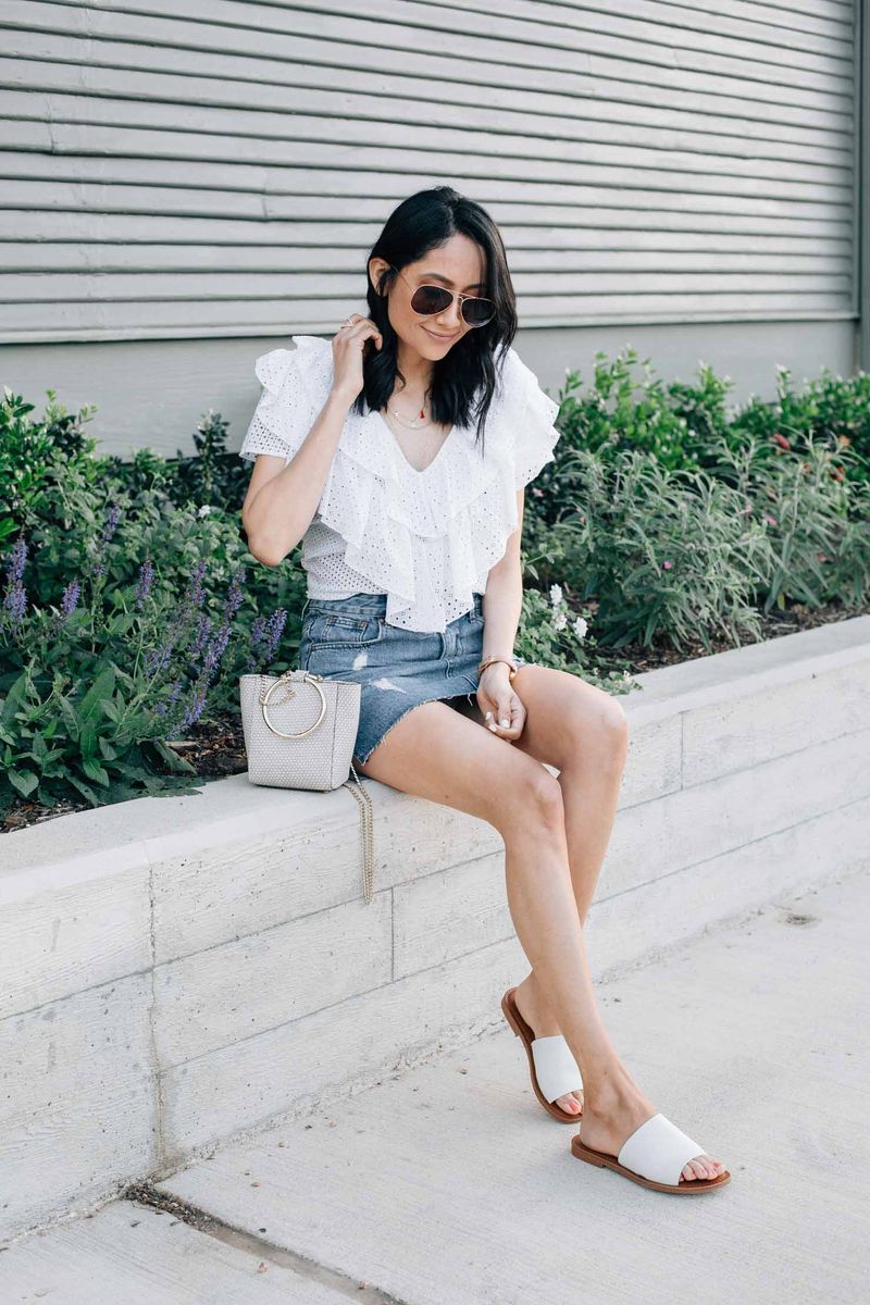 Eyelet Blouse & Denim Shorts Classic