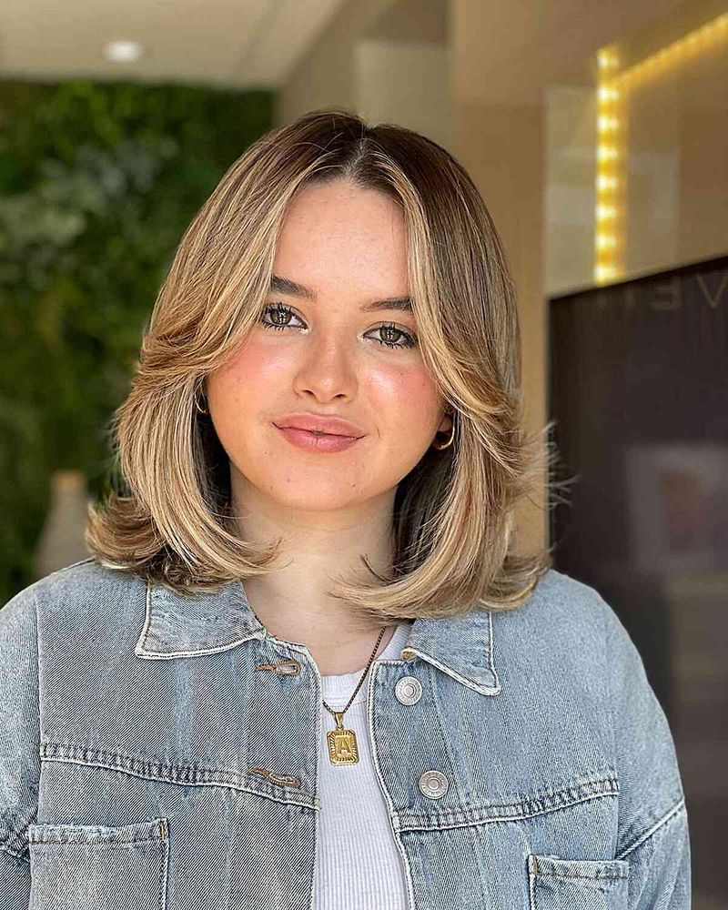 Chin-Length Inverted Bob with Curtain Bangs