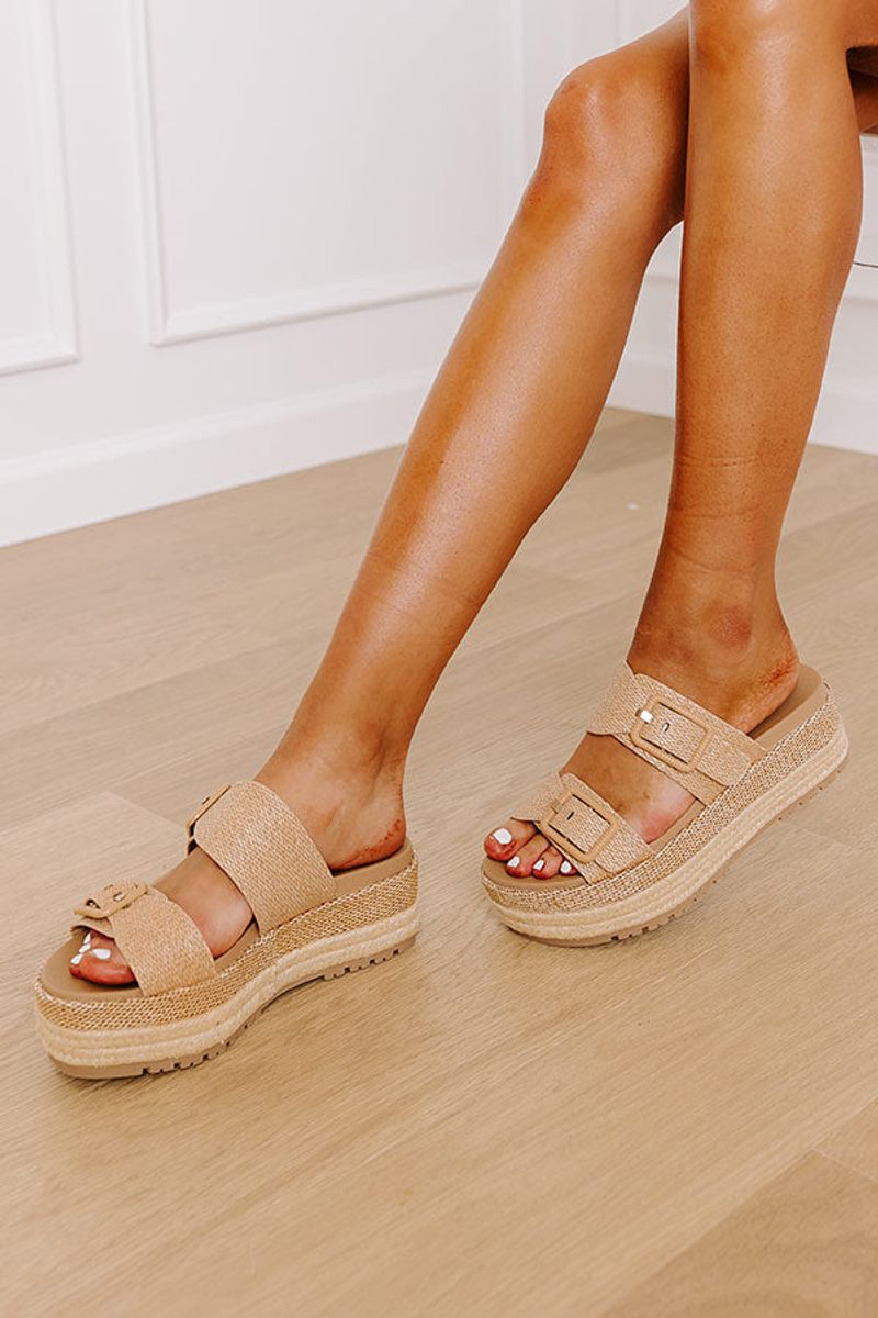 Raffia Slide Sandals