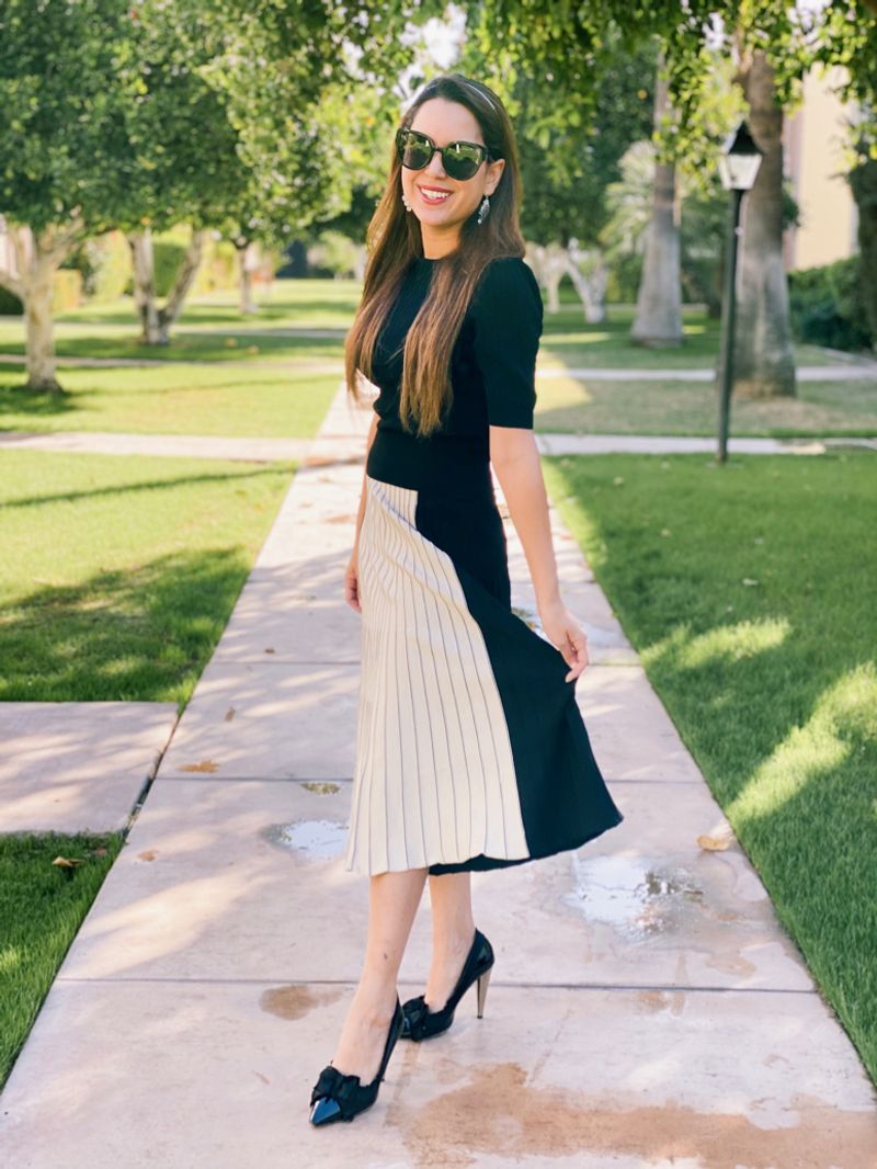 Midi Skirt + Fitted Knit Top