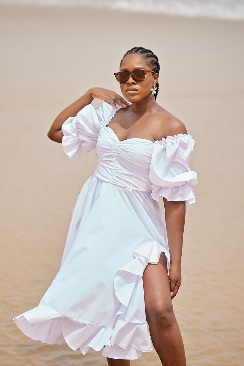 Puff-Sleeve Mini Dress