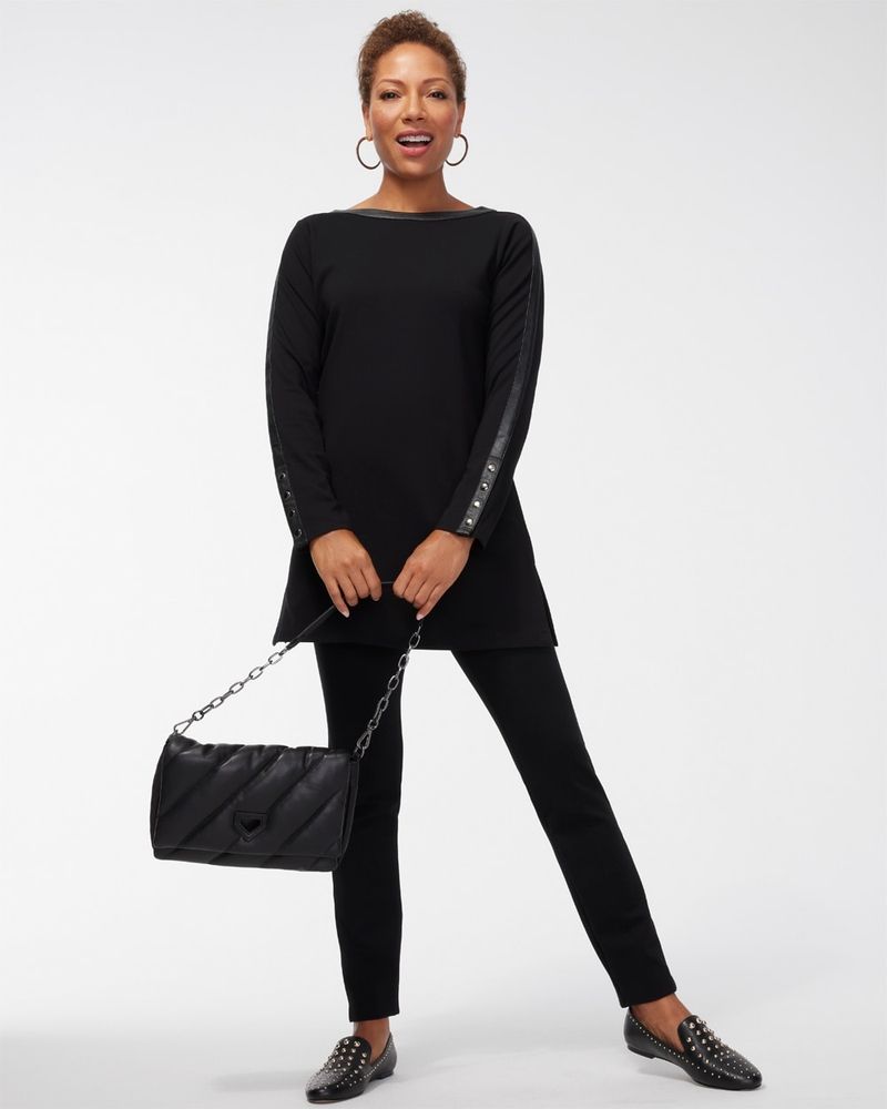 Ponte Pants + Tunic + Layered Necklaces