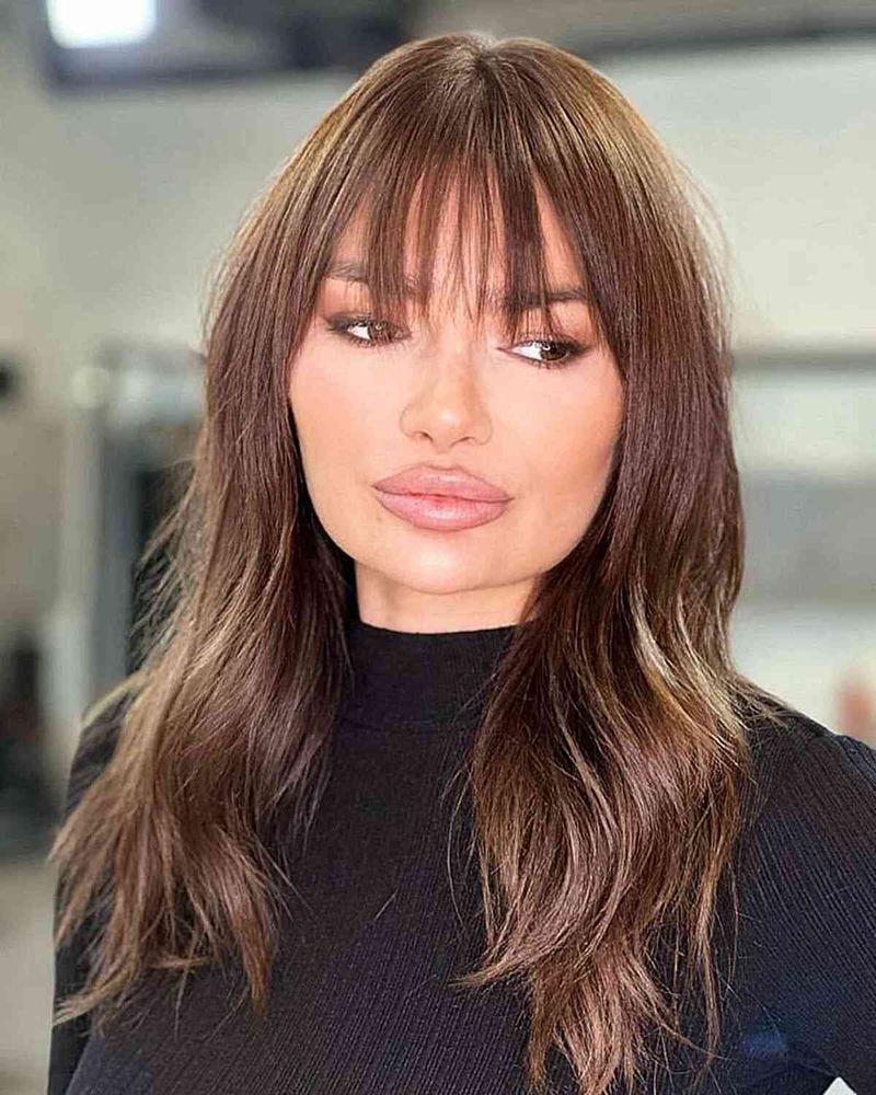 Wispy Thin Bangs on Square Faces