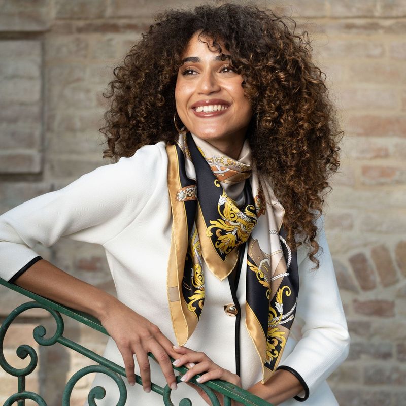 Silk-Look Scarf With Artisanal Print