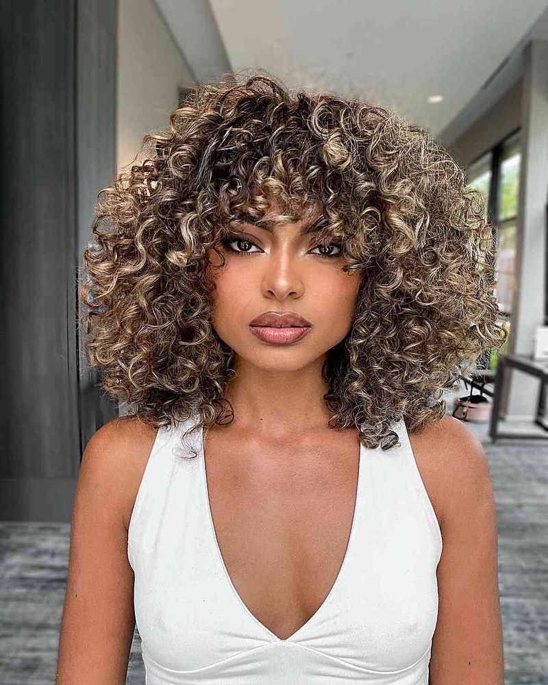 Curly Lob with Face-Framing Layers