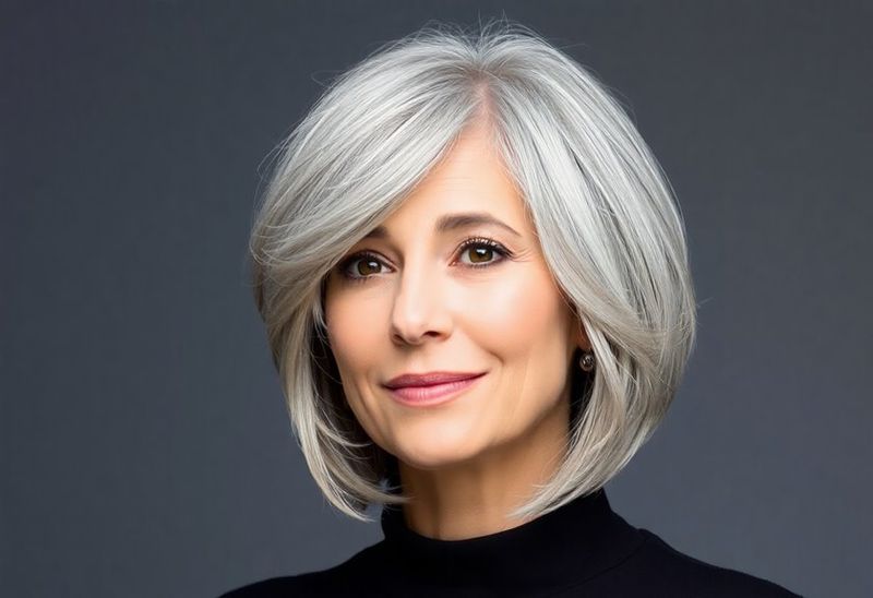 Sleek Silver Bob with Blunt Ends