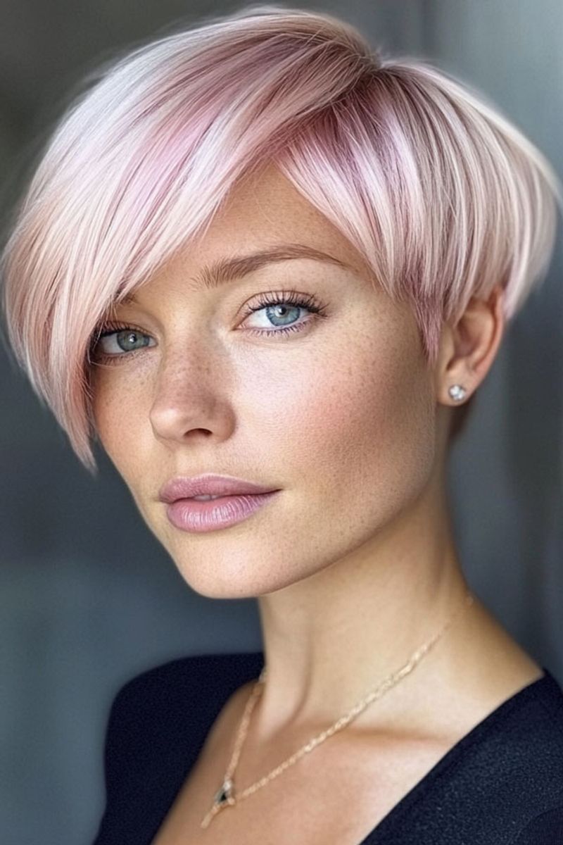 Side-Swept Pixie with Long Bangs