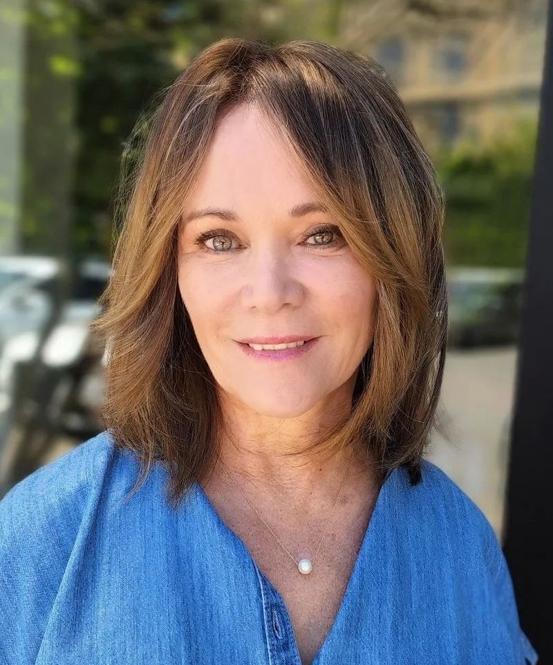 Shoulder-Skimming Lob with Curtain Bangs