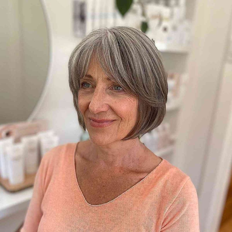 The Chin-Length Bob with Curtain Bangs