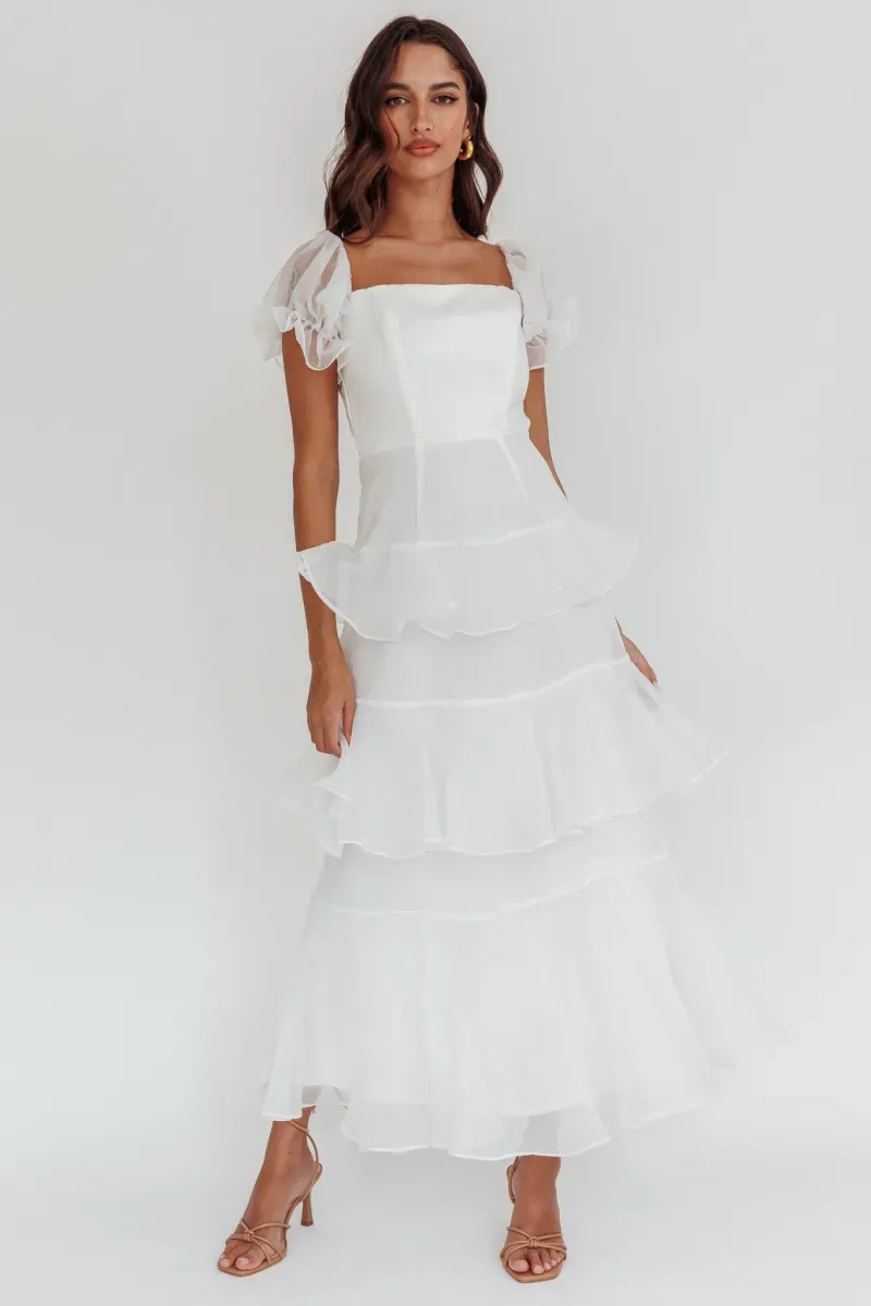 Puff-Sleeve Midi Dress