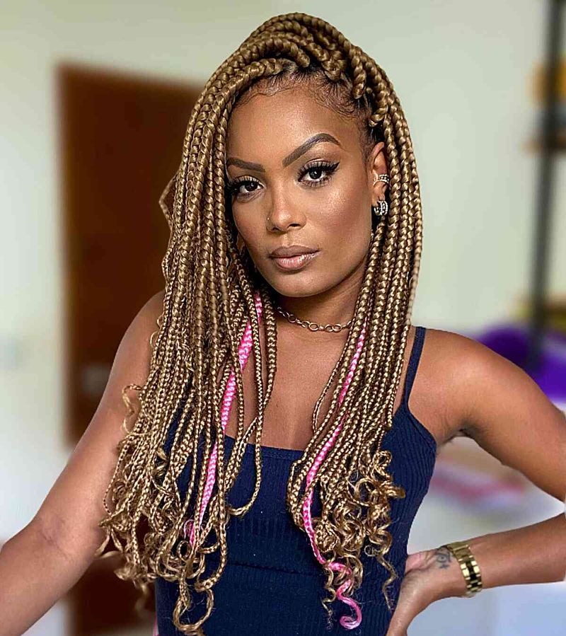 Side-Swept Box Braids