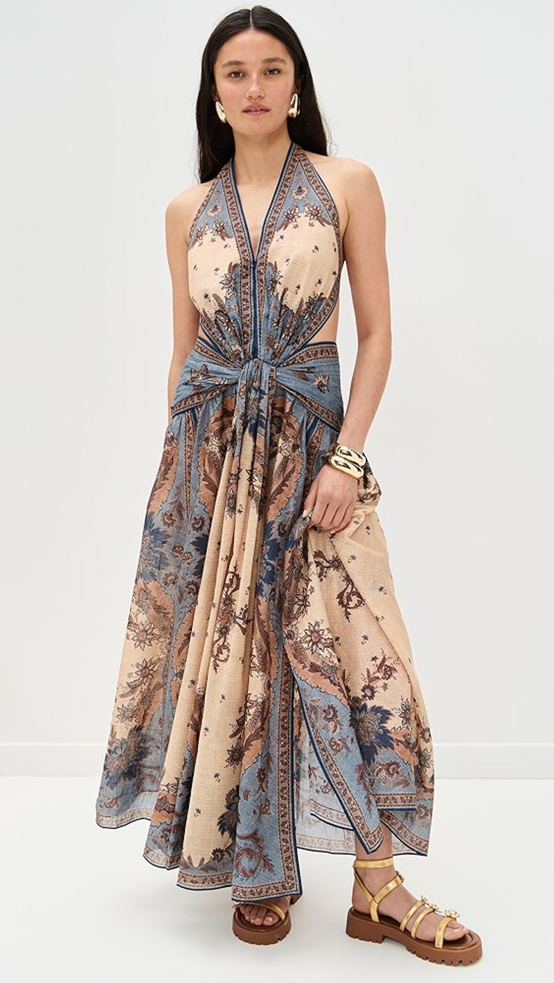 Paisley Print Halter Maxi
