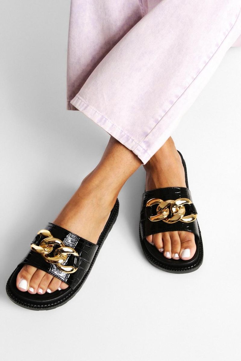 Chunky Chain Slide Sandals