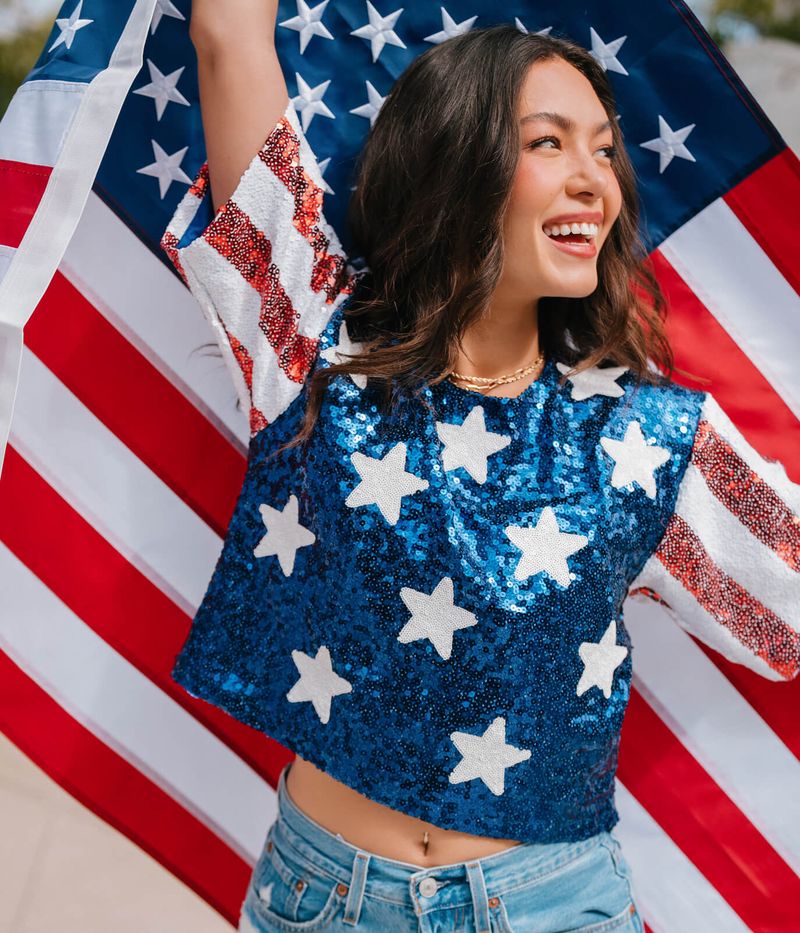 Sequined Flag Tanks