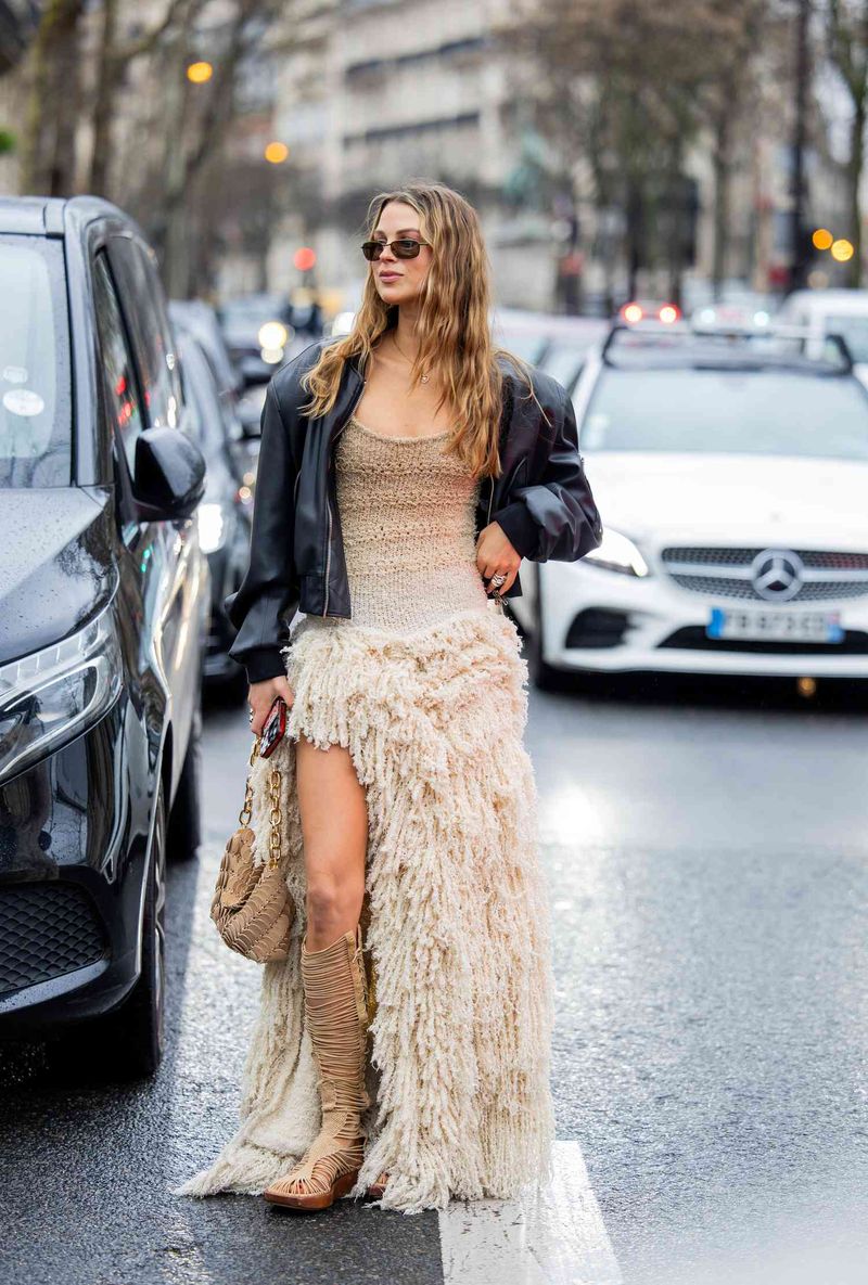 Bohemian Maxi & Leather Jacket