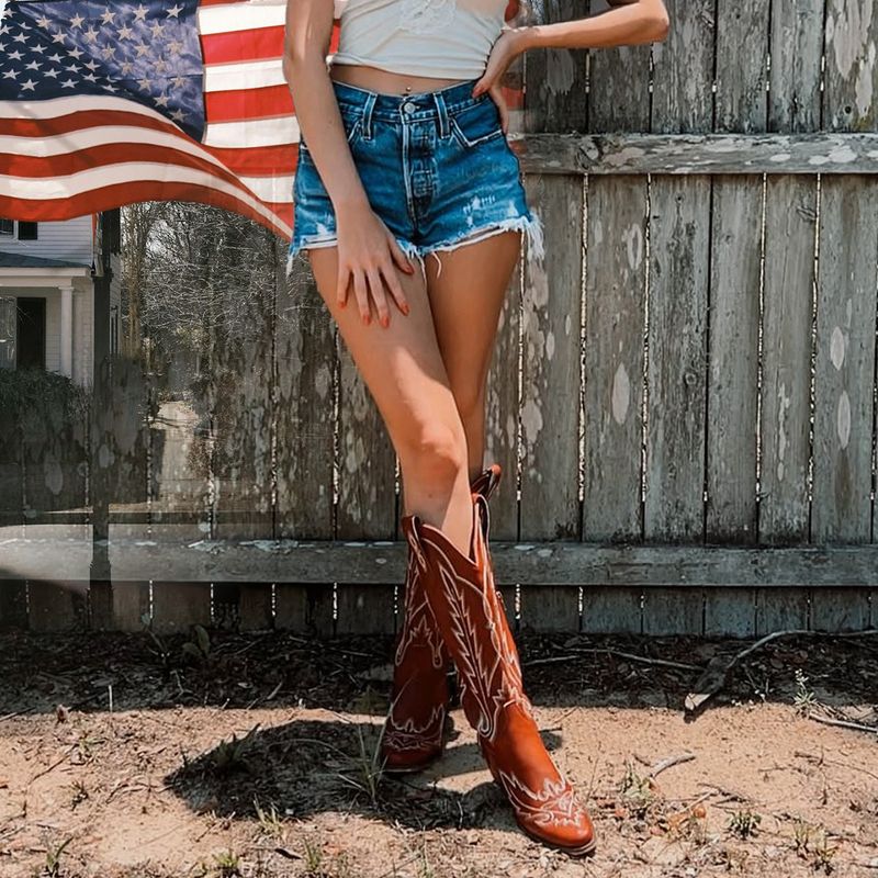 Denim Cutoffs and Flag-Inspired Boots