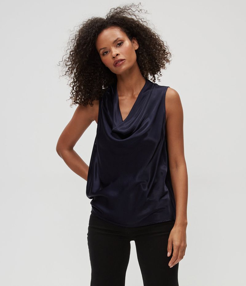 Sleeveless Cowl-Neck Top