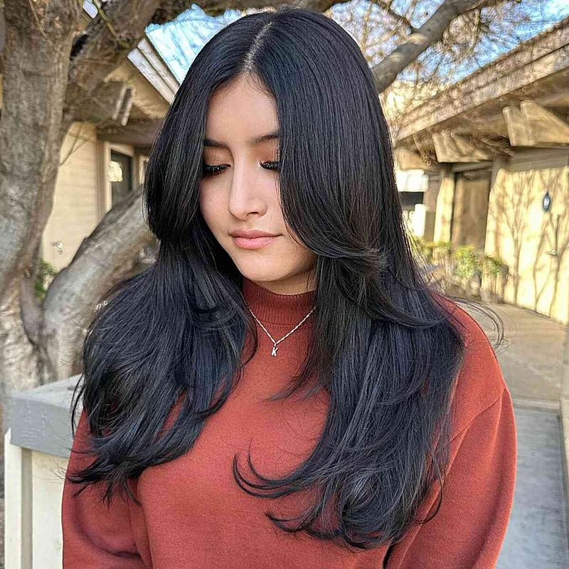 Feathered Layers with Curtain Bangs