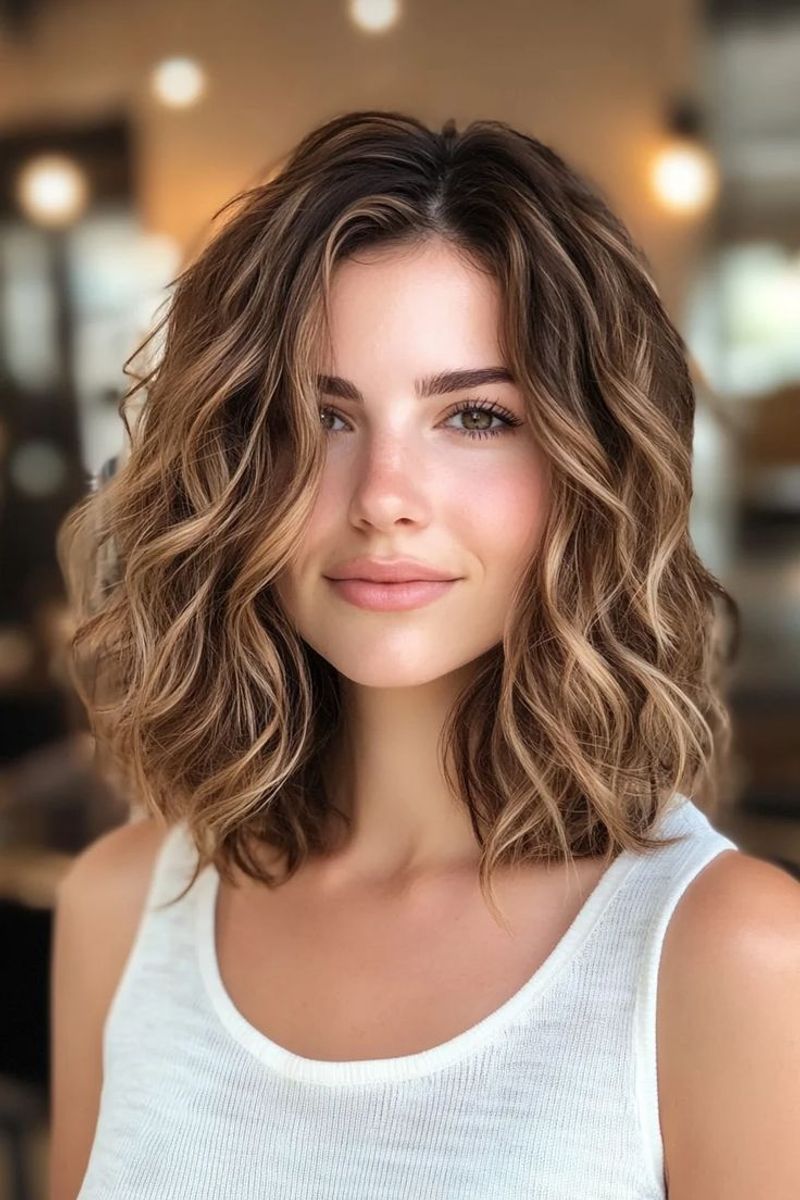 Lob riccio con balayage