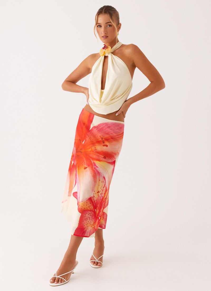 Tie-Detail Midi Skirt