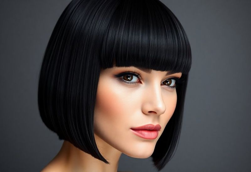 Razor-Sharp Precision Bob with Full Fringe