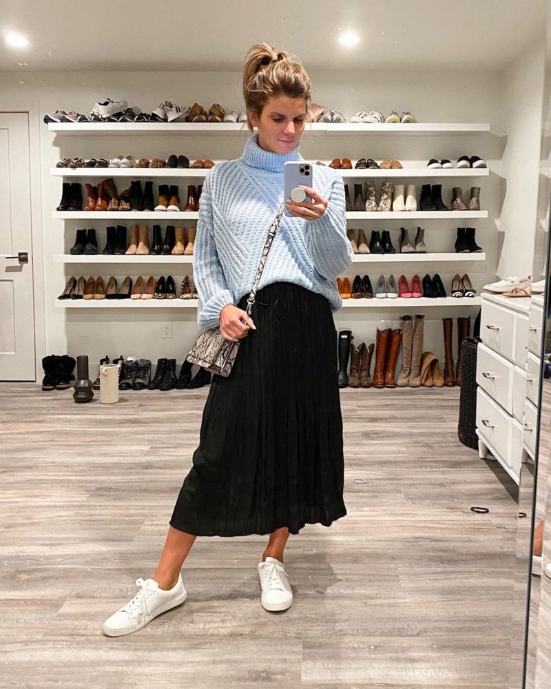 Cozy Sweater and Pleated Skirt Duo