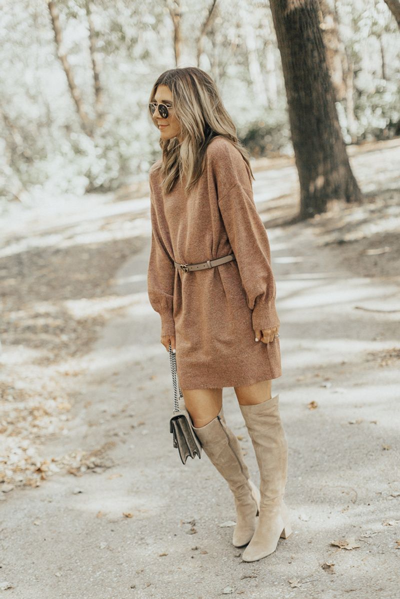 Sweater Dress + Knee-High Boots