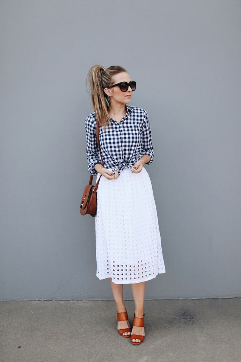 A-Line Midi Skirt + Crisp Button-Down