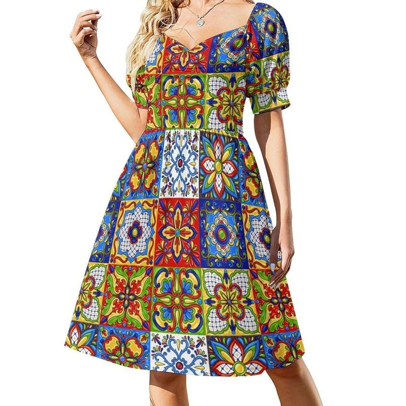 Off-Shoulder Midi With Talavera Patterns