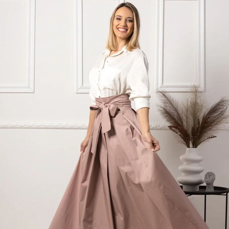 High-Waisted Skirts with Tucked Blouses