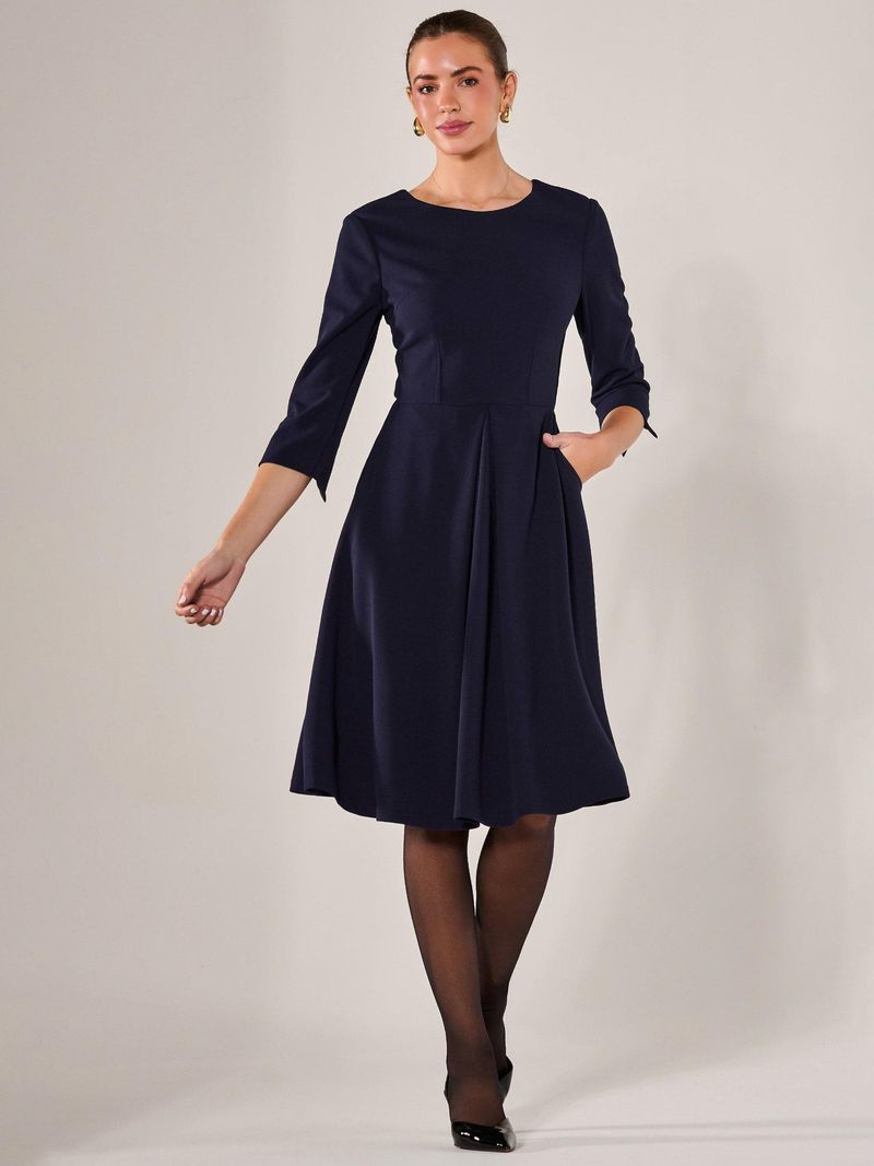 A-Line Midi Dresses with Three-Quarter Sleeves