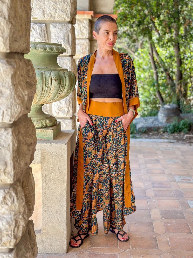 Silk Kimono Jacket and Soft Palazzo Pants