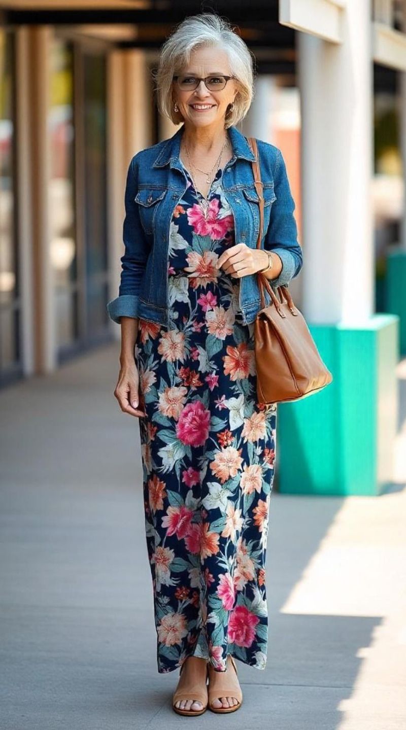 Denim Jacket and Floral Dress